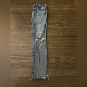 Gap True Skinny Mid Rise Raw Hem Distressed Jeans